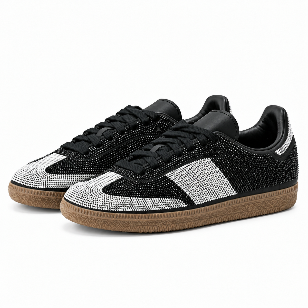 Black Crystal Rhinestone Sneakers – Black & Silver